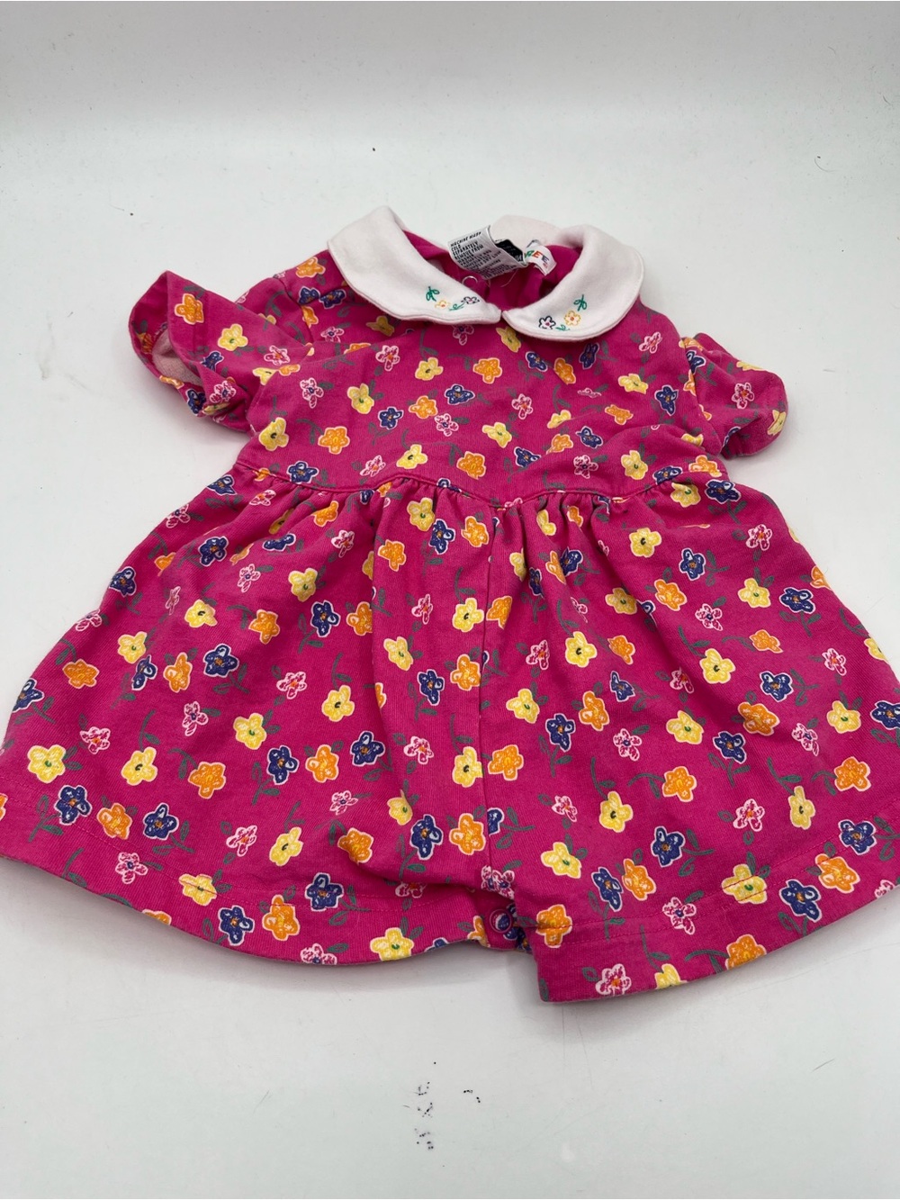 Vintage 1998 Gymboree Hot Pink Floral Peter Pan Collar One-Piece